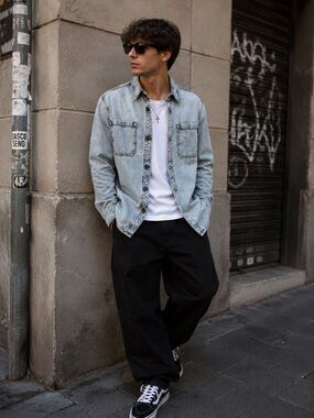 Light Blue Denim Button-Up Shirt